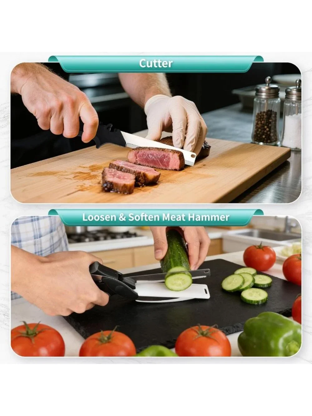 Multi-Purpose 8-Inch Kitchen Shears with Cutting Board - Ideal for Meat